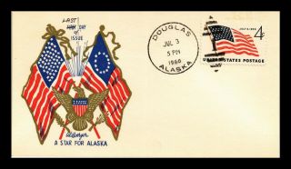 Us Postal Card 49 Star Flag For Alaska Last Day Of Issue Boerger Cachet