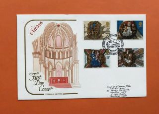 Gb Fdc 1974 Christmas - Cotswold Cover - Collegiate Church Ottery St.  Mary Pmk