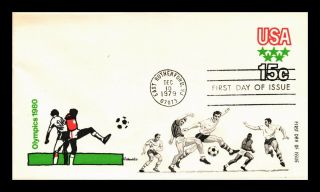 Us Cover Olympic Soccer 15c Postal Stationery Fdc Artmaster Cachet