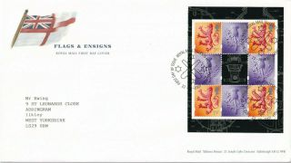 (34351) Gb Fdc Flags & Ensigns Booklet Pane Tallents 2001
