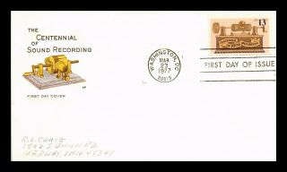 Us Cover Centennial Of Sound Recording Fdc House Of Farnum Cachet