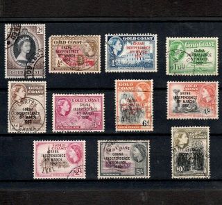 Gold Coast 1953 - 1957: Selected Queen Elizabeth Ii Stamps To Ten Shillings
