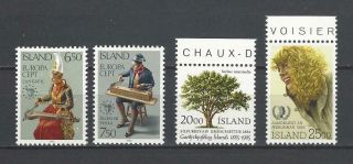 Iceland 1985 Sc 606 - 9 Europa - Music Year/horticulture/intl.  Youth Year Mnh $8.  25