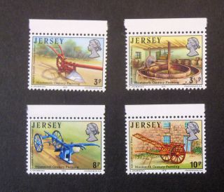 Jersey Sg119/122 19th Century Farming Set Of 4 Stamps With Top Margins Mnh