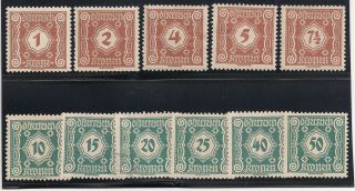 1922 Austria Postage Due Stamp Group Hinged J103 - 13 Tmm