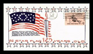 Dr Jim Stamps Us 26 Star Flag 125 Years Old Cachet Cover 1962