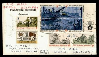 Dr Who 1973 Chicago Il Special Delivery Airmail Block To Mi E66906