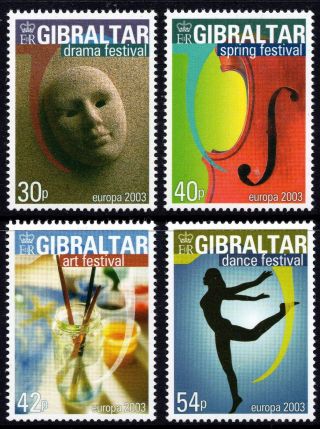 Gibraltar 2003 Europa - Poster Art Complete Set Sg 1041 - 1044 Unmounted
