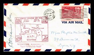 Dr Jim Stamps Us Am 77 Wenatchee First Flight Air Mail Cover Portland Backstamp