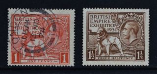 Kgv,  1924,  British Empire Exhibition,  Set Of 2 Stamps,  Cat £26.