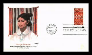 Us Cover Navajo Art Navajo Woman Blanket Weaving Fdc Fleetwood Stained Front