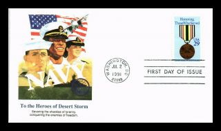 Dr Jim Stamps Us Heroes Of Desert Storm Service Medal First Day Cover