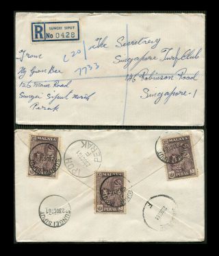 Malaya/malaysia 1961 Perak Registered Cover,  Sungei Siput To Singapore.