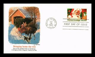 Us Cover Christmas Santa Claus Bringing Home The Tree Fdc Fleetwood