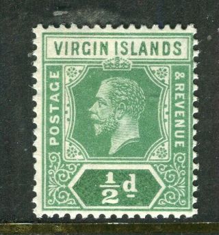British Virgin Isl; 1912 Early Gv Issue Fine Hinged 1/2d.  Value