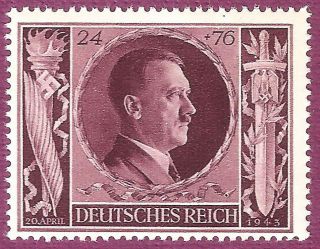 Dr Nazi 3rd Reich Rare Ww2 Mnh Stamp Hitler Head Birth Day Swastika Eagle Sword