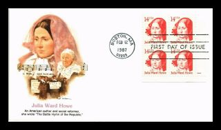 Dr Jim Stamps Us Julia Ward Howe First Day Cover Boston Block