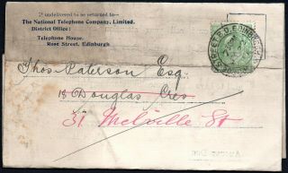 Gb 1911 National Telephone Company Bill George Street B.  O.  Edinburgh Postmark