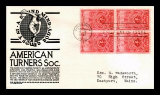Dr Jim Stamps Us American Turners Fdc Cs Anderson Cover Scott 979 Block