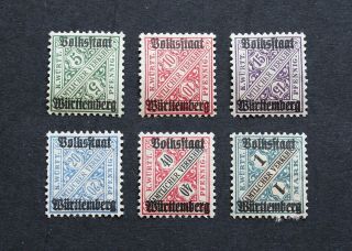 German State Wurttemberg - 1919 Scarce P/set To 1m Mh Rr