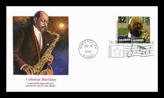 Dr Jim Stamps Us Coleman Hawkins Jazz Legend First Day Fleetwood Cover