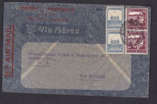 Palestine 1945 Airmail Cover To The Usa Tel Aviv Cancel