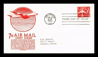 Dr Jim Stamps Us 7c Sheet Stamp Air Mail First Day Cover Cs Anderson