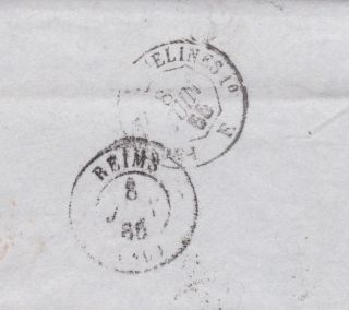 Great Britain - 1865 4d dull vermillion on London entire cover to Reims,  France 3