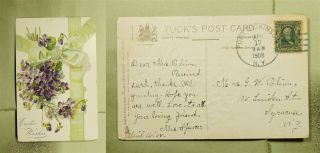 Dr Who 1908 Port Dickinson Ny Easter Flower Postcard To Syracuse Ny E55010