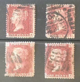 Gb Qv Stamps.  Sg43/4.  Pls.  201 - 02 - 04 - 05.