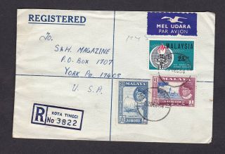 Malaya 1963 Registered Cover To The Usa Combination With $1 Johore Stamp