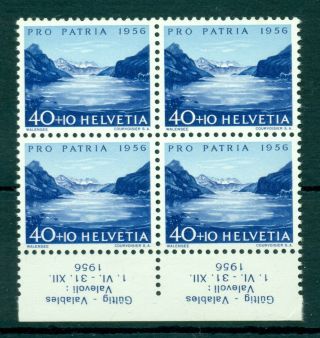 Switzerland 1956 Stamp In Block Of 4 Mnh Pro Patria - Mi.  No 631