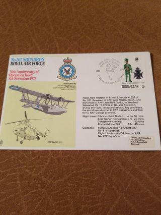 Uk Stamps Raf Flown Cover: 1972 No.  202 Squadron Britannia And Whirlwind Flown