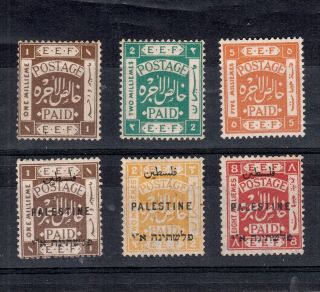Palestine 1918 - 1920 Selection Of Eef Stamps Including Overprints (6)