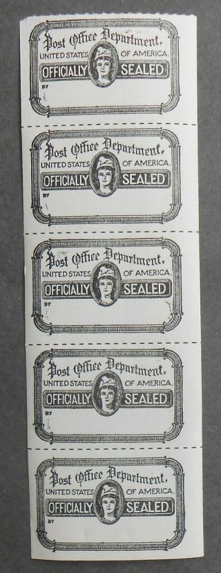 Classic U.  S.  Post Office Official Seal Labels Strip Of 5,  Mnh