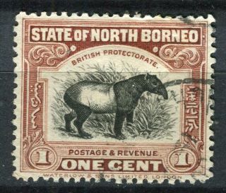 North Borneo; 1925 Early Pictorial Issue Fine 1c.  Value,  Postal Cancel