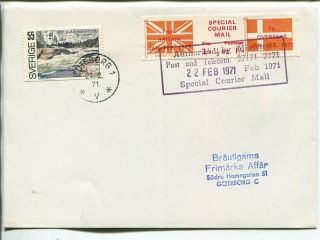 Great Britain Strike Mail Cover To Sweden,  22.  2.  1971