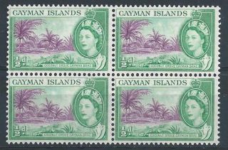 Cayman Islands 1953 Sc 136 Coconat Grove Elizabeth Block 4 Mnh