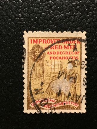 Improved Order Of Red Men And Degree Of Pocahontas Cinderella Stamp