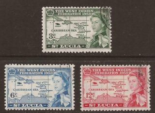 St Lucia 1958 Sg185/187 British Caribbean Federation Set - Fine (jb7893)