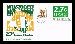 Dr Jim Stamps Us 2.  7c Embossed Nonprofit Fdc Postal Stationery Cover