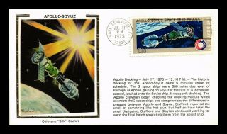 Dr Jim Stamps Us Docking Apollo Soyuz Space Event Colorano Silk Cover 1975