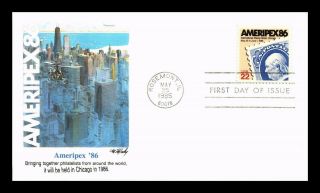 Us Cover Ameripex 86 Stamp Show Chicago Event Fdc Fleetwood Cachet