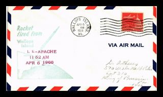 Dr Jim Stamps Us Apache Rocket Fired Space Event Air Mail Cover Wallops Island