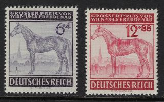 Germany Scott B244 - 5 1943 Race Horse Issue,  Cs Mnh Og Vf