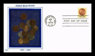 Dr Jim Stamps Us Indian Head Penny Western Silk First Day Cover Kansas City