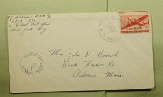 Dr Who 1944 Navy Vpb210 Spanish Antilles Airmail To Usa Wwii Censored E49958