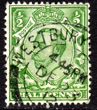 1912 Sg 346 ½d Green (die B) Multi Cypher With Westbury,  Wiltshire Cancellation