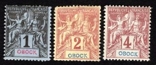 Obock 1892 Group Of 3 Stamps Mi 24 - 26 Mh Cv=7.  4€