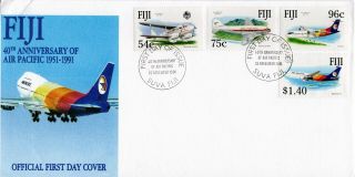Fiji 1991 Air Pacific Set On Illustrated First Day Cover